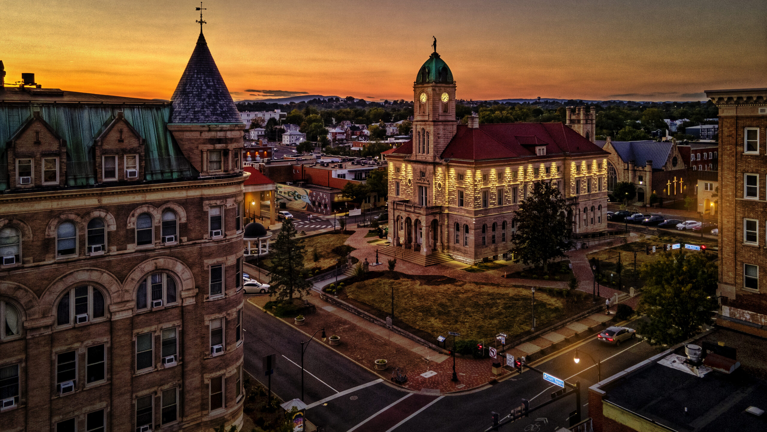 Harrisonburg Court Square at Night