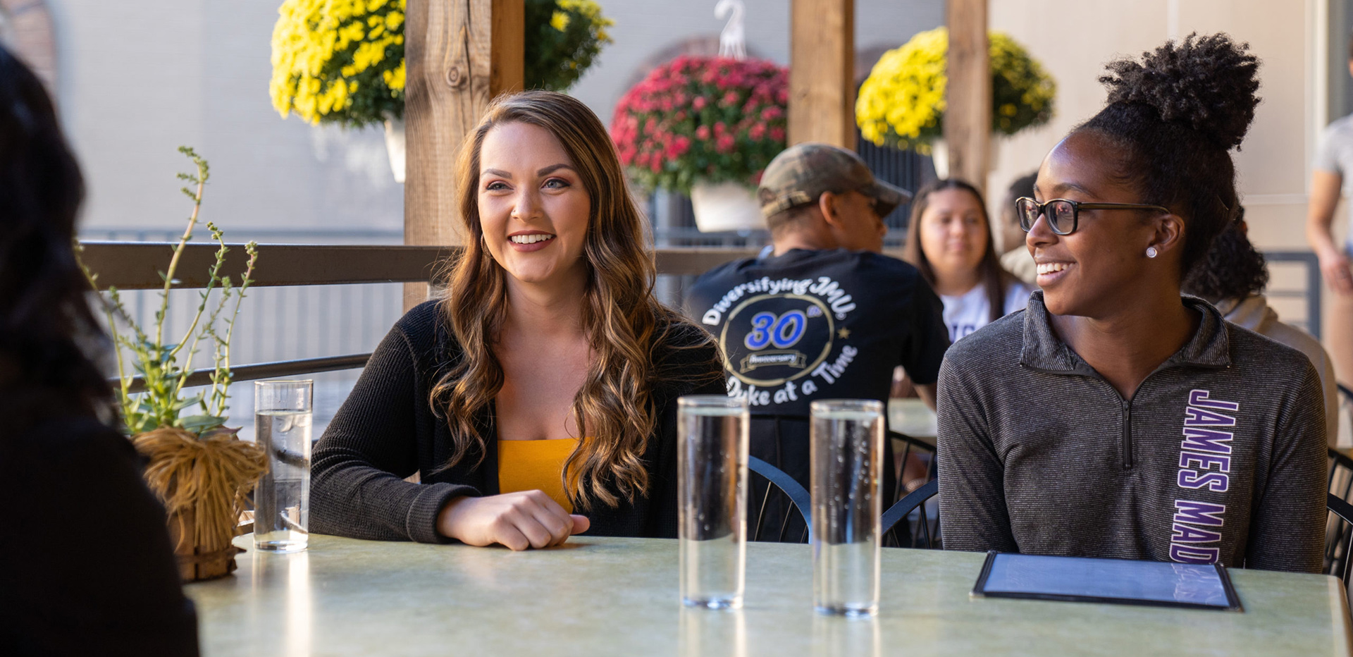 Students enjoying downtown