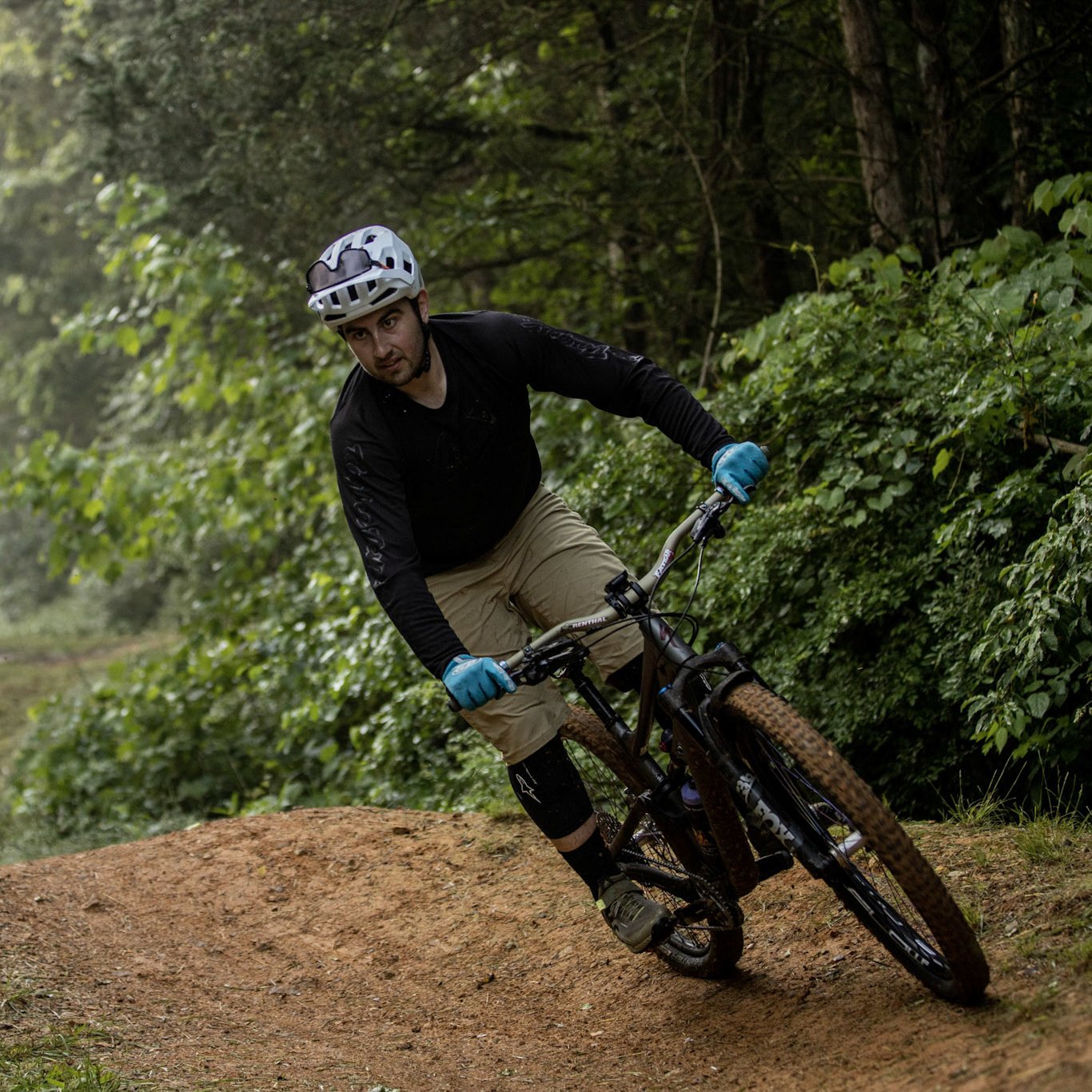 Cyclists on dirt trail