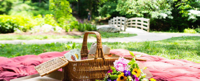 Picnic basket and flowers