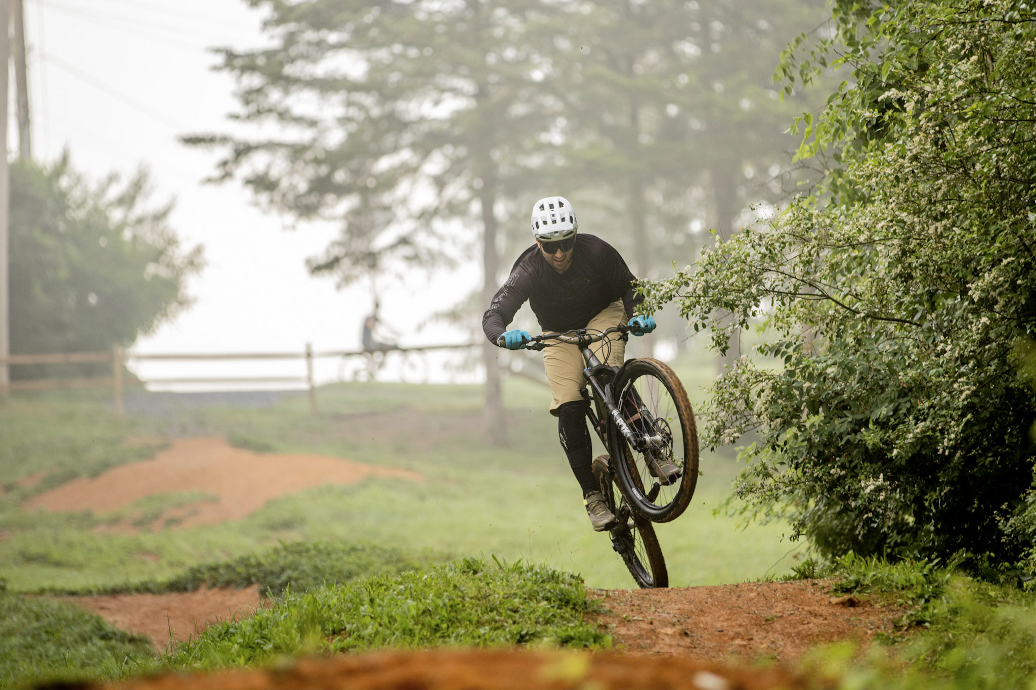 Cyclists on dirt trail