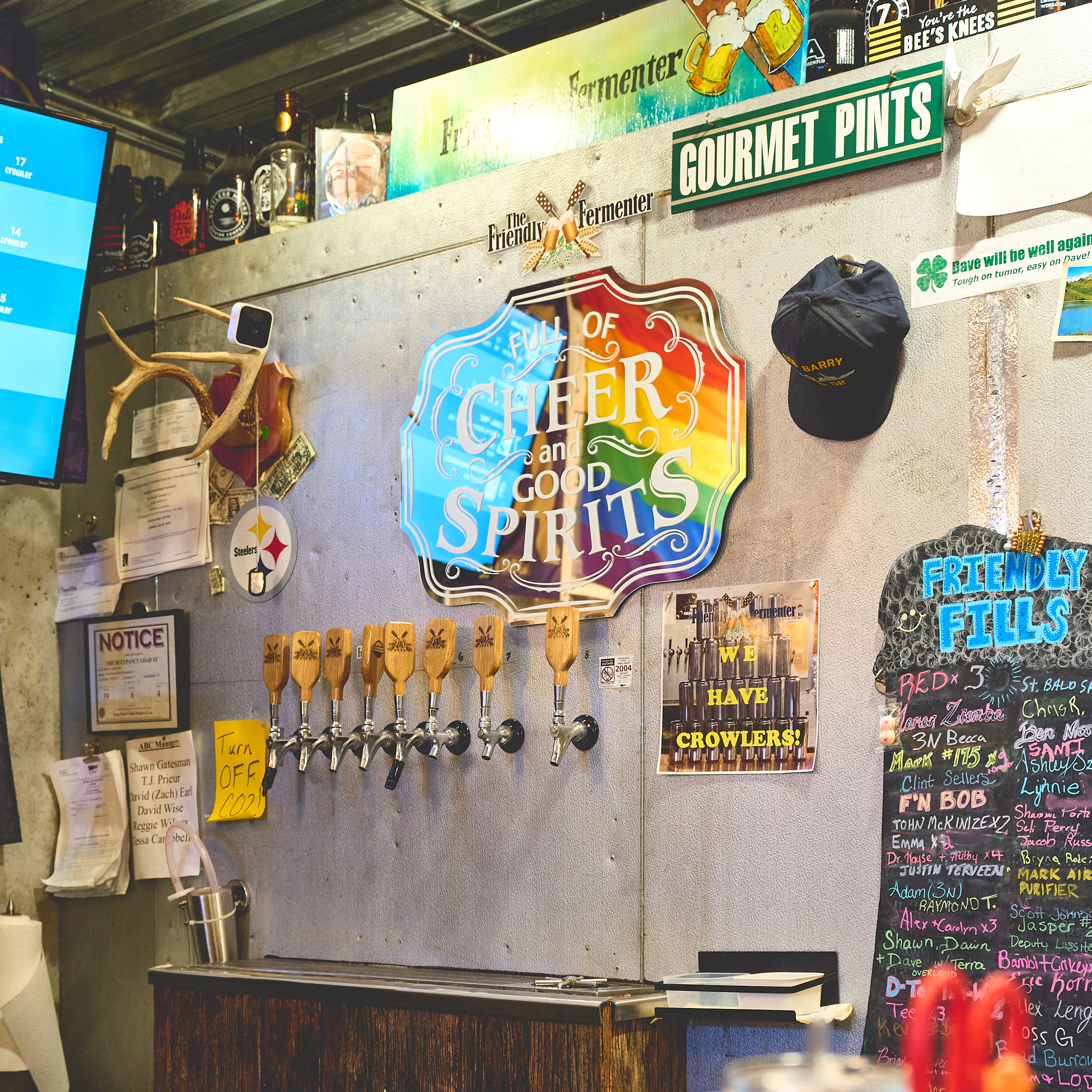 Wall Behind bar counter at the Friendly Fermenter