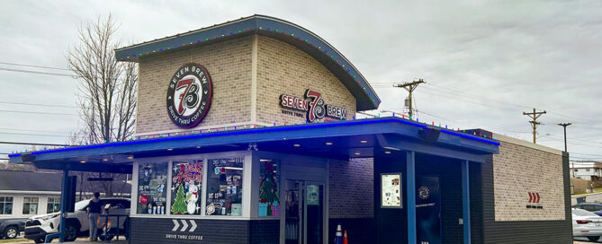 Building of 7 Brew Coffee Shop on South Main Street