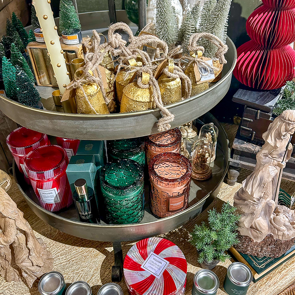 Living Room_square Christmas candles and Christmas decor items