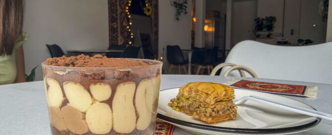 Tiramisu and pistachio balaclava at Turkish Art and Cafe