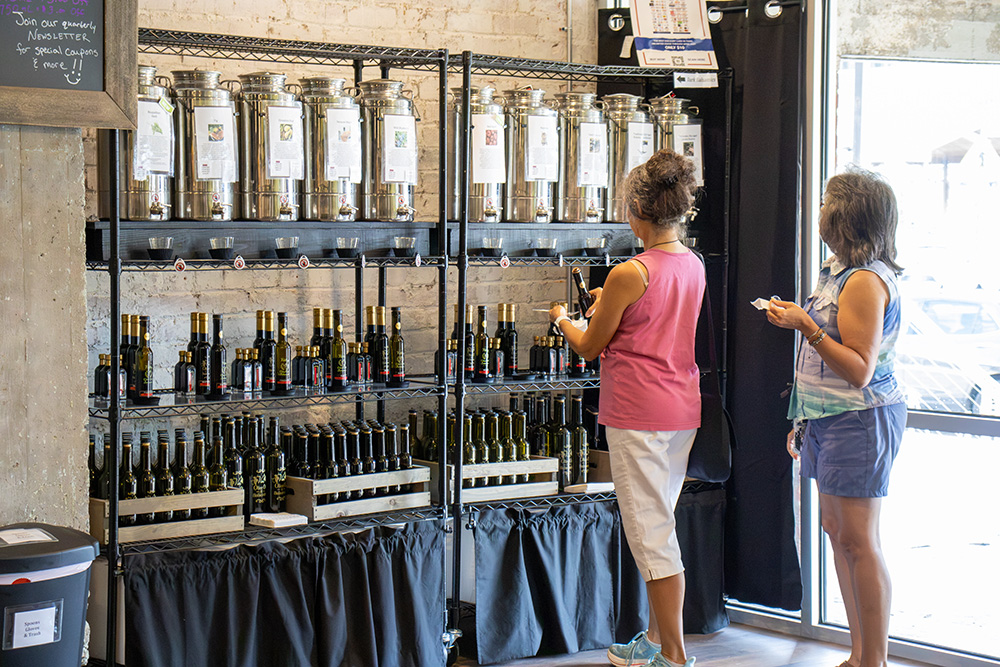 Customers trying products at Valley Olive Oil