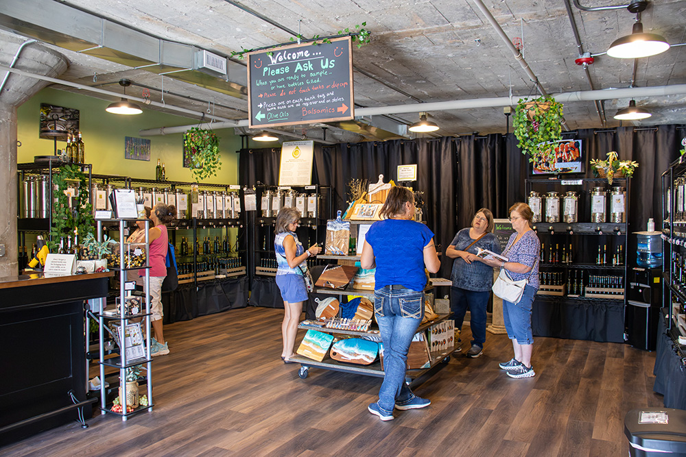 Customers in Valley Olive Oil and Balsamics store